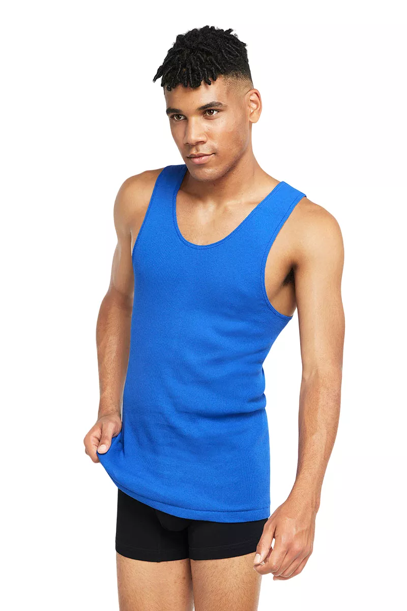 10 x Bonds X-Temp Blue Mens Chesty Cotton Plain Singlet Vest Tank Top