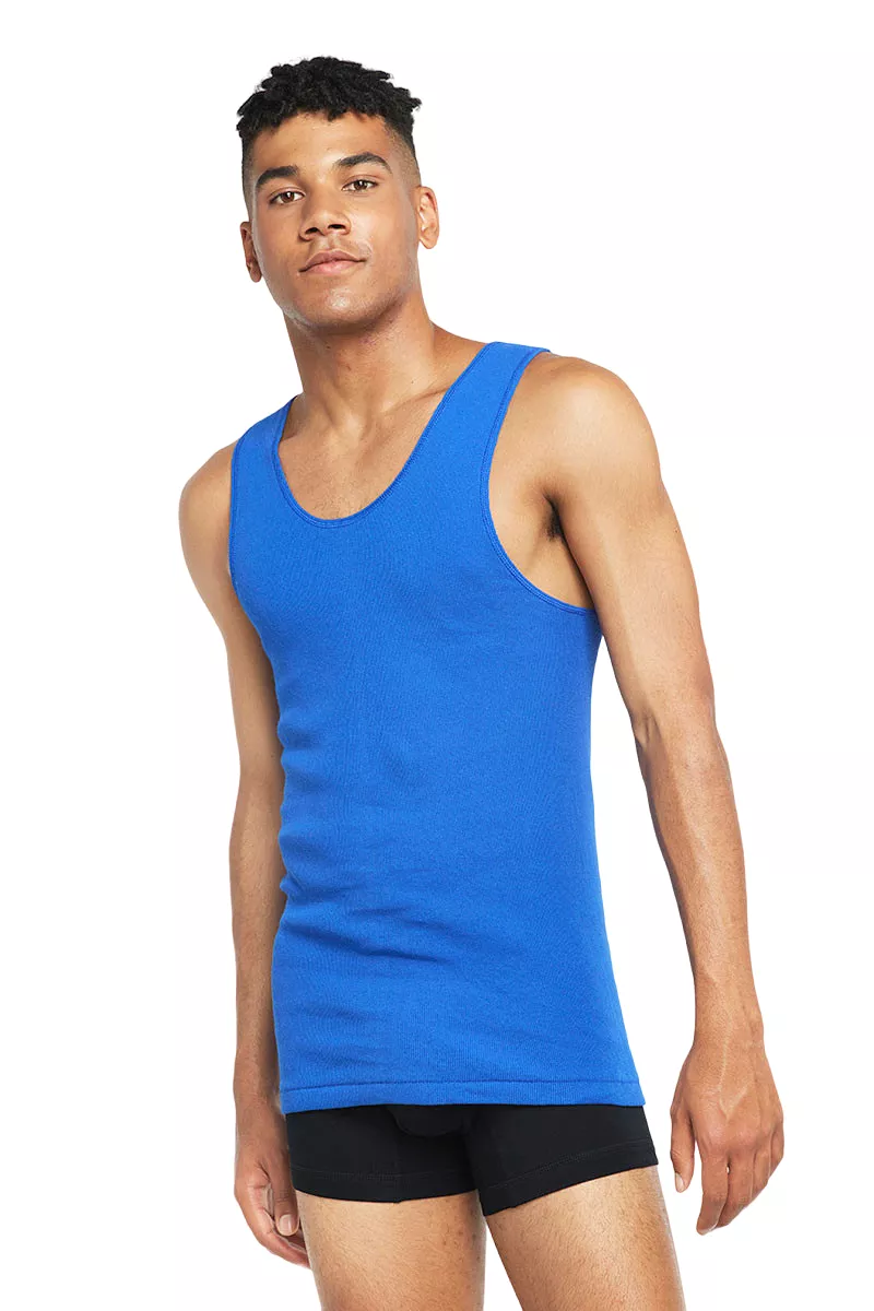 2 x Bonds X-Temp Blue Mens Chesty Cotton Plain Singlet Vest Tank Top