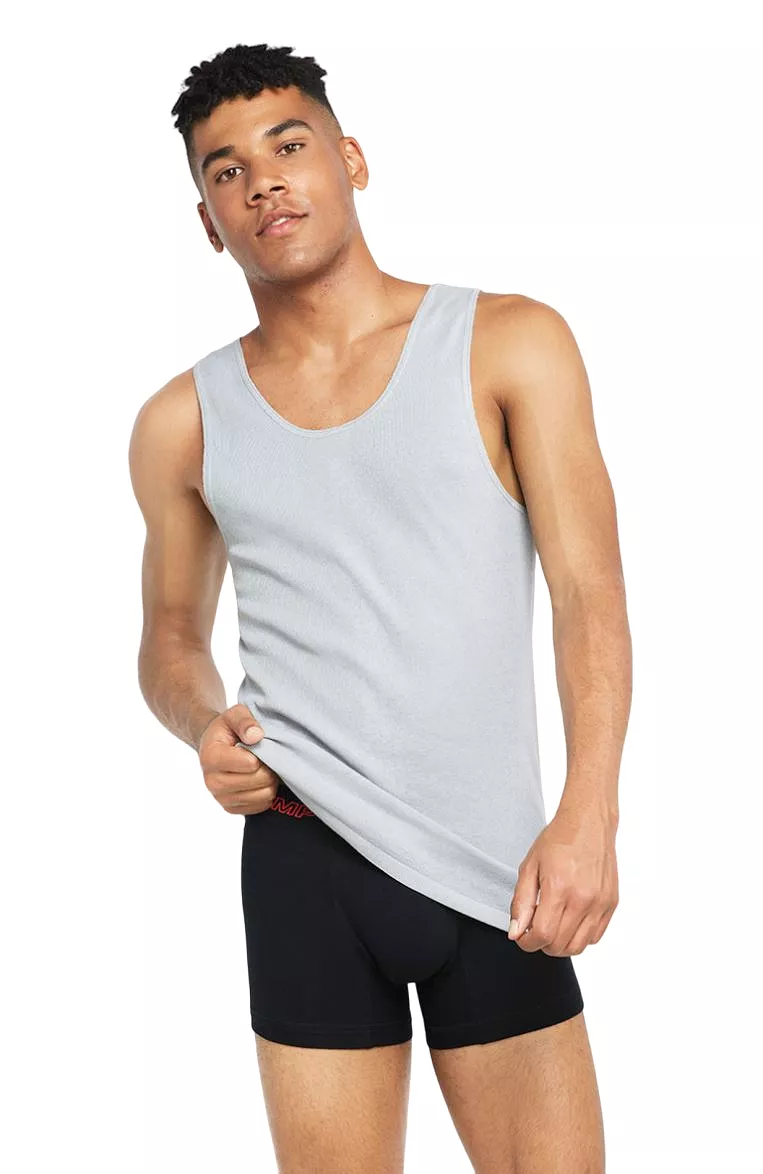 2 x Bonds X-Temp Grey Mens Chesty Cotton Plain Singlet Vest Tank Top