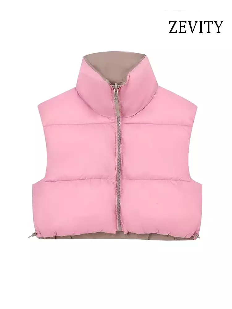 2023 new winter reversible Vest women turtleneck sleeveless cotton padded coat vest