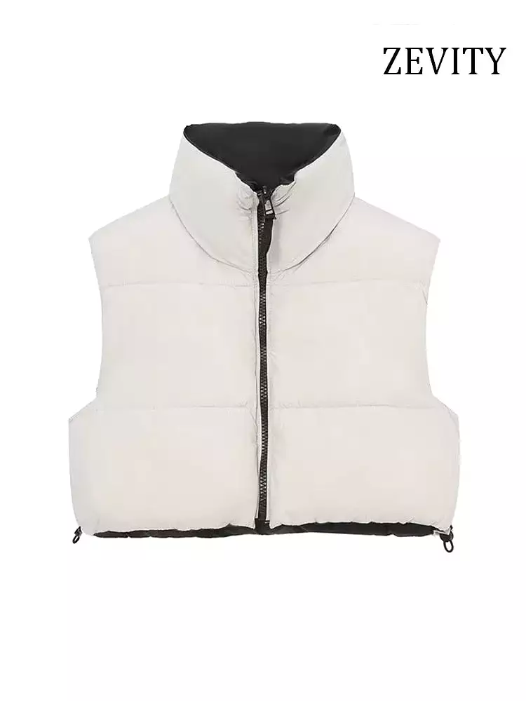 2023 new winter reversible Vest women turtleneck sleeveless cotton padded coat vest