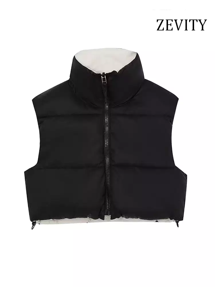 2023 new winter reversible Vest women turtleneck sleeveless cotton padded coat vest