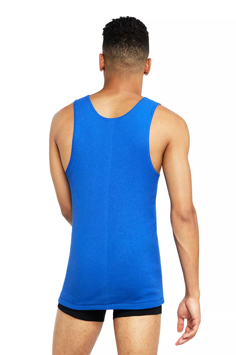 6 x Bonds X-Temp Blue Mens Chesty Cotton Plain Singlet Vest Tank Top