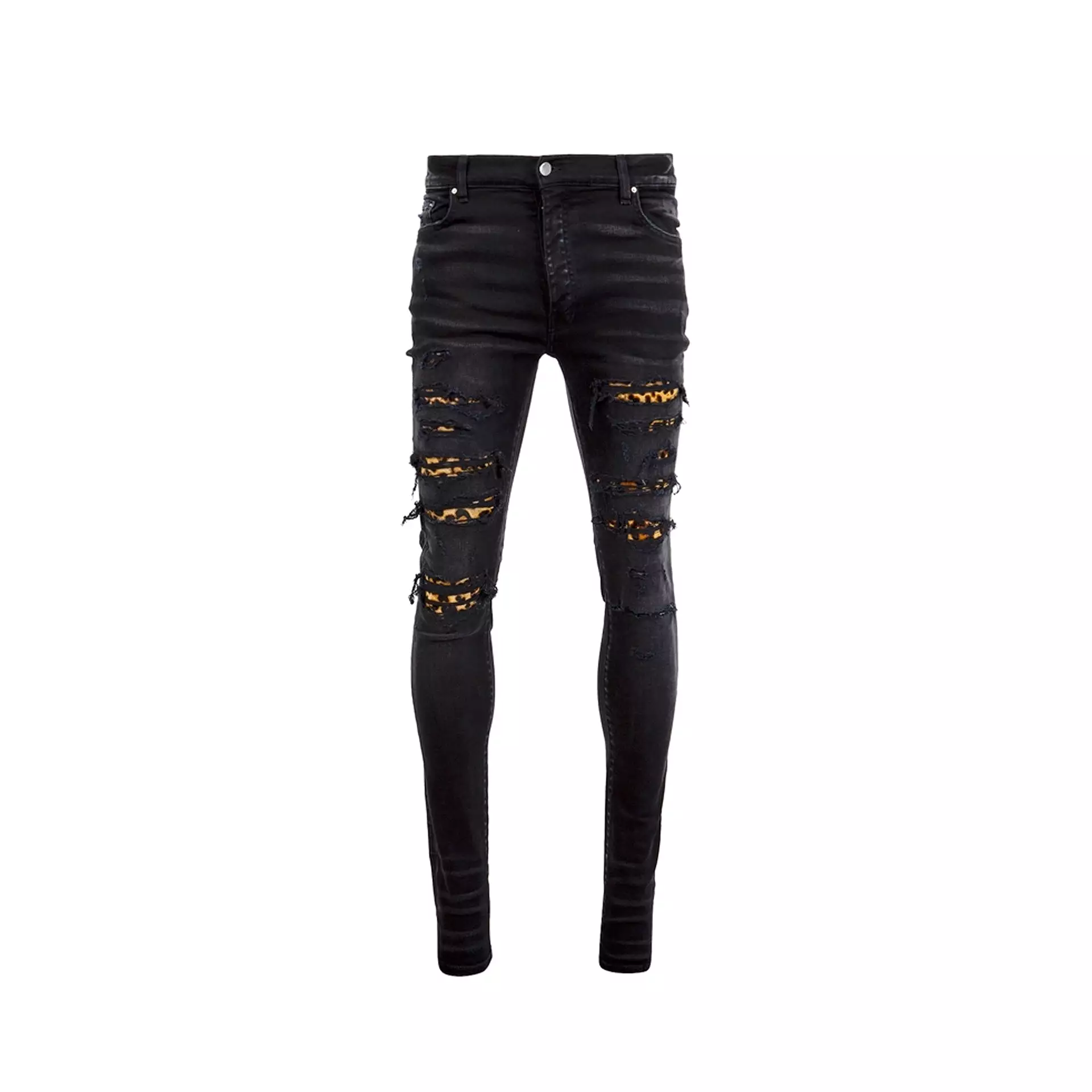 Amiri - Jeans in denim leopardati