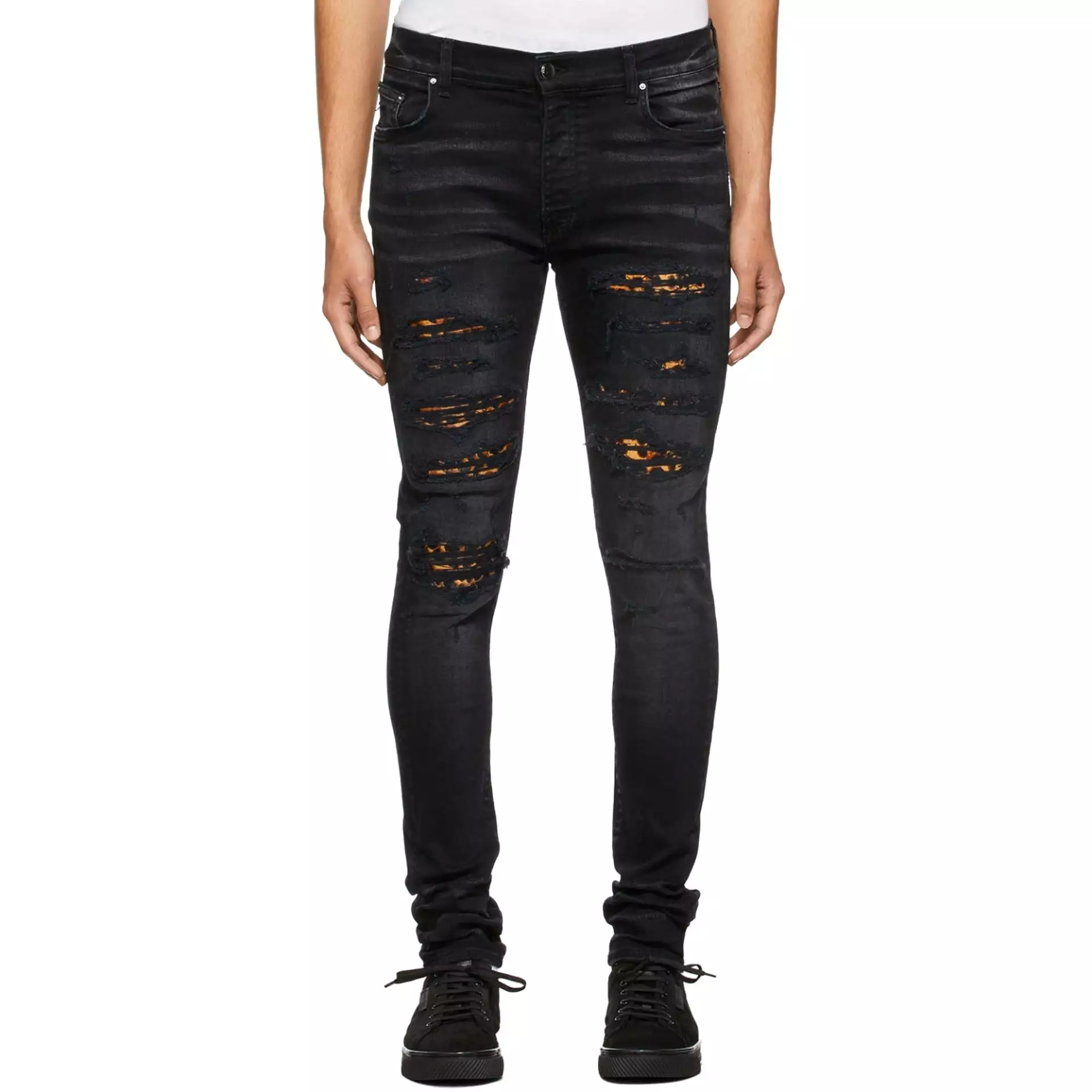 Amiri - Jeans in denim leopardati