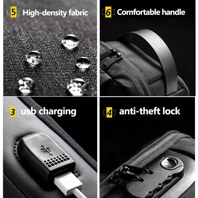 Anti-Theft Short Travel Bag for Men Waterproof USB Male Crossbody Bag S4370202