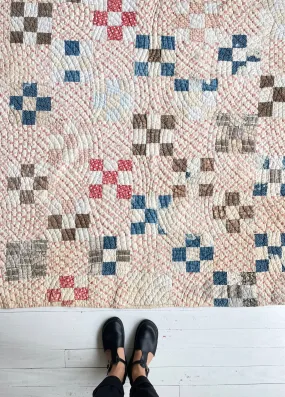 Antique 1880s Calico Nine Patch Quilt