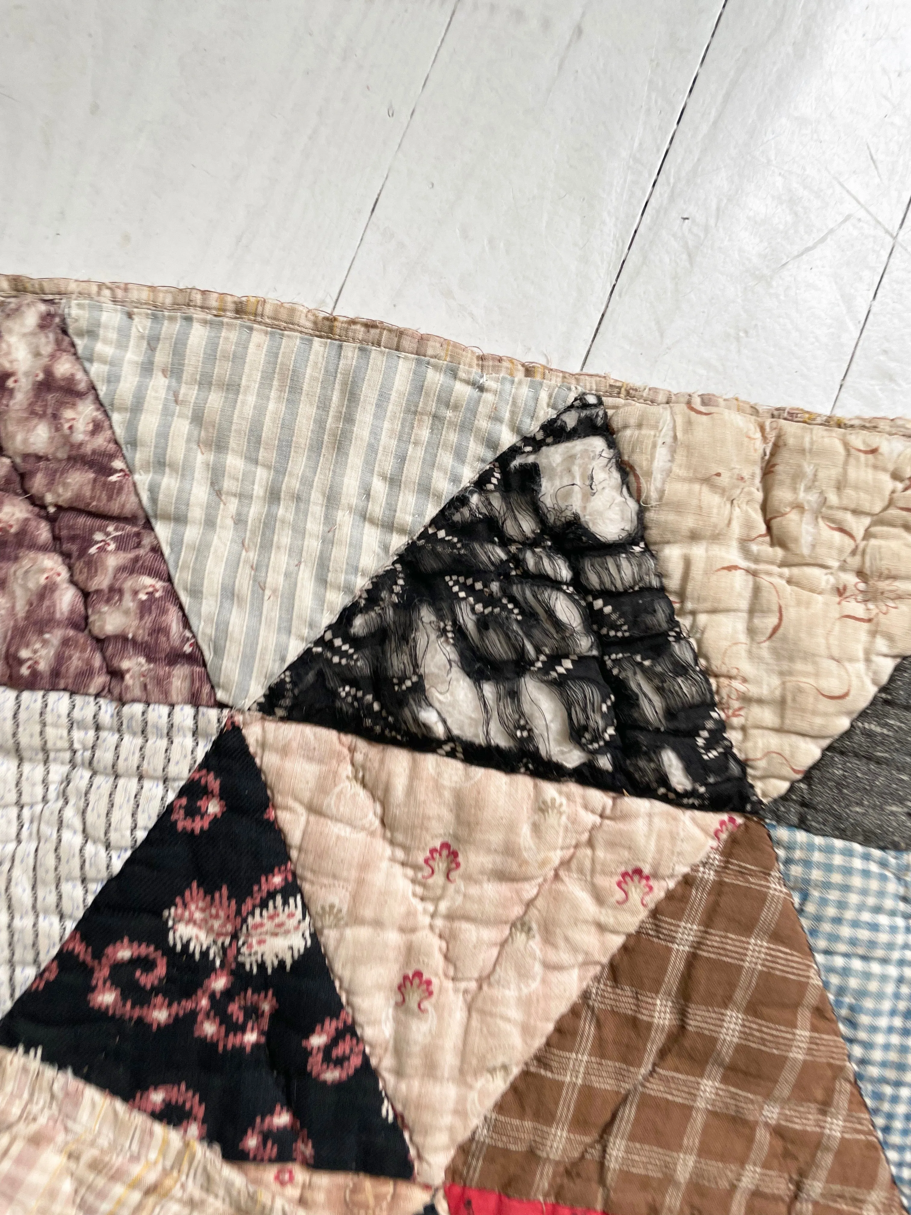 Antique 1880s Calico Triangles Quilt