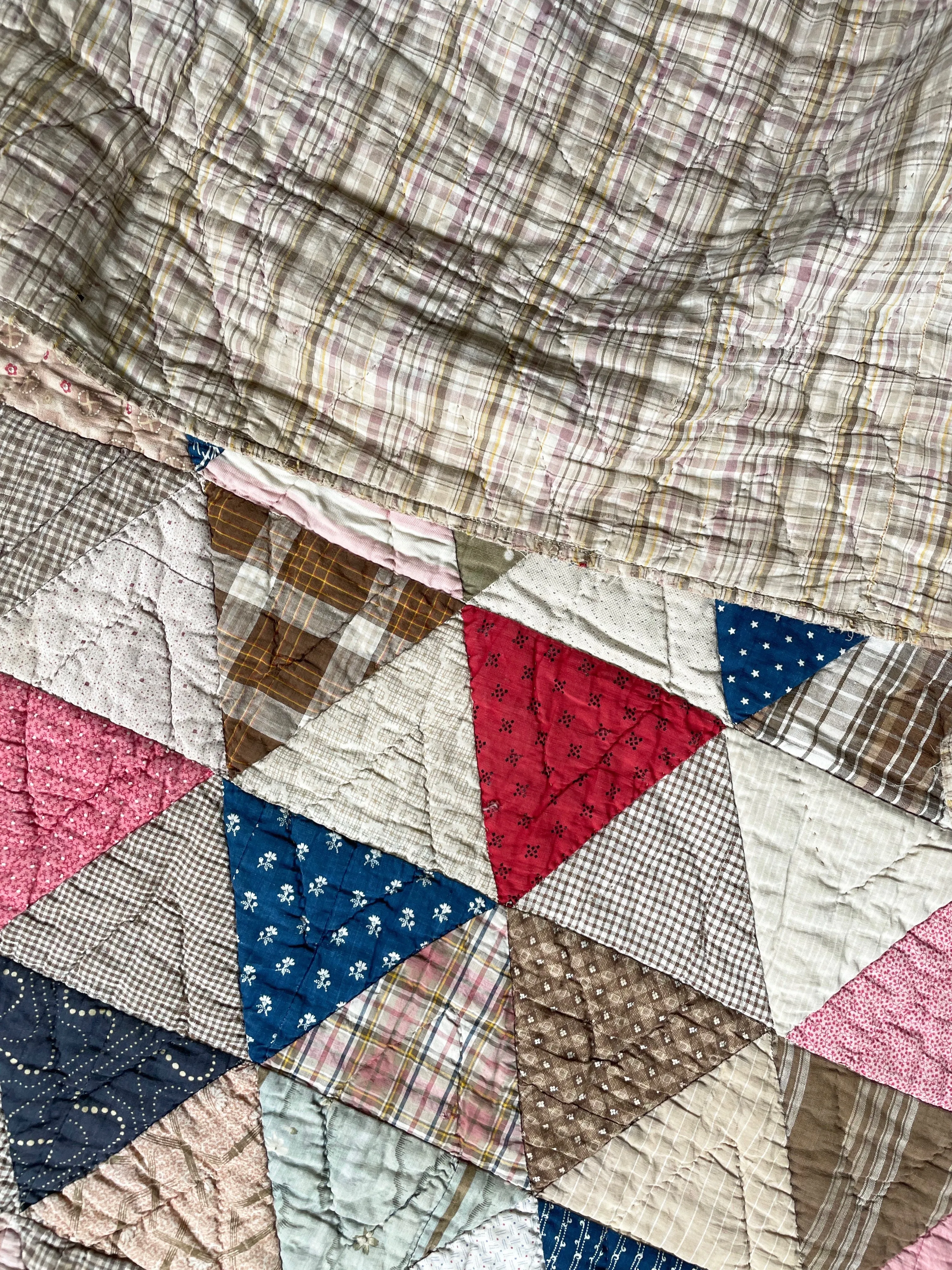 Antique 1880s Calico Triangles Quilt