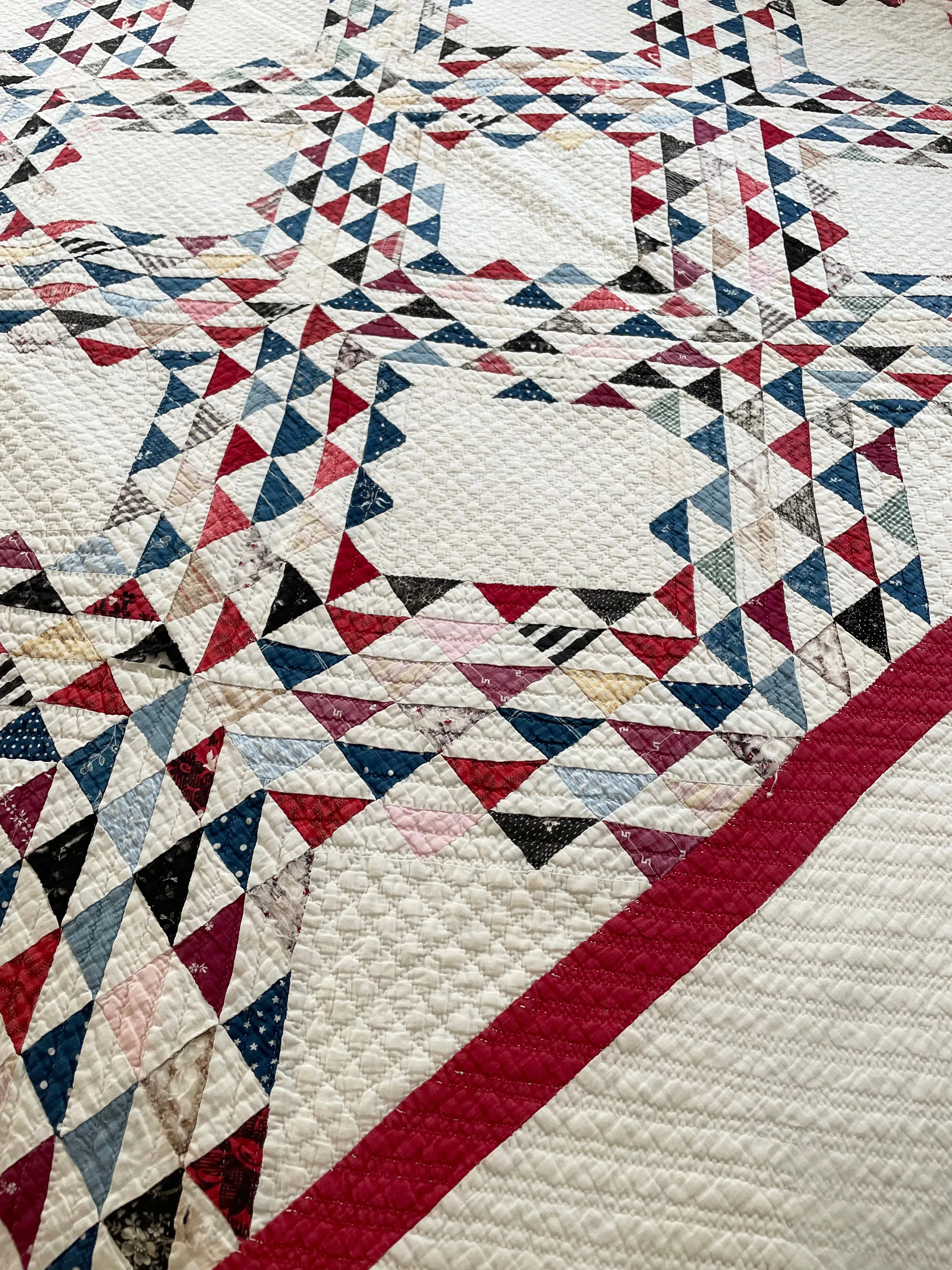 Antique Calico Ocean Waves Quilt