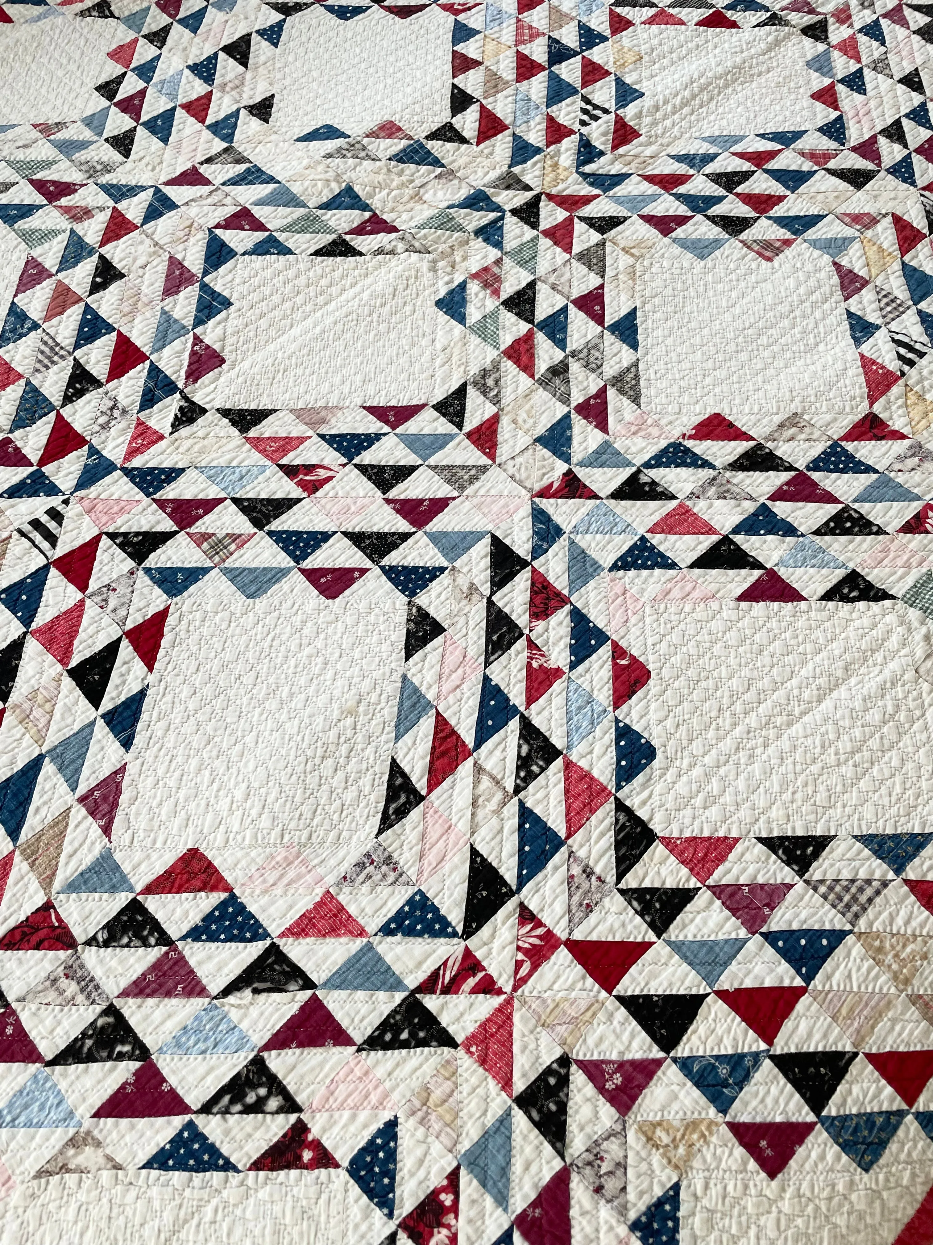 Antique Calico Ocean Waves Quilt