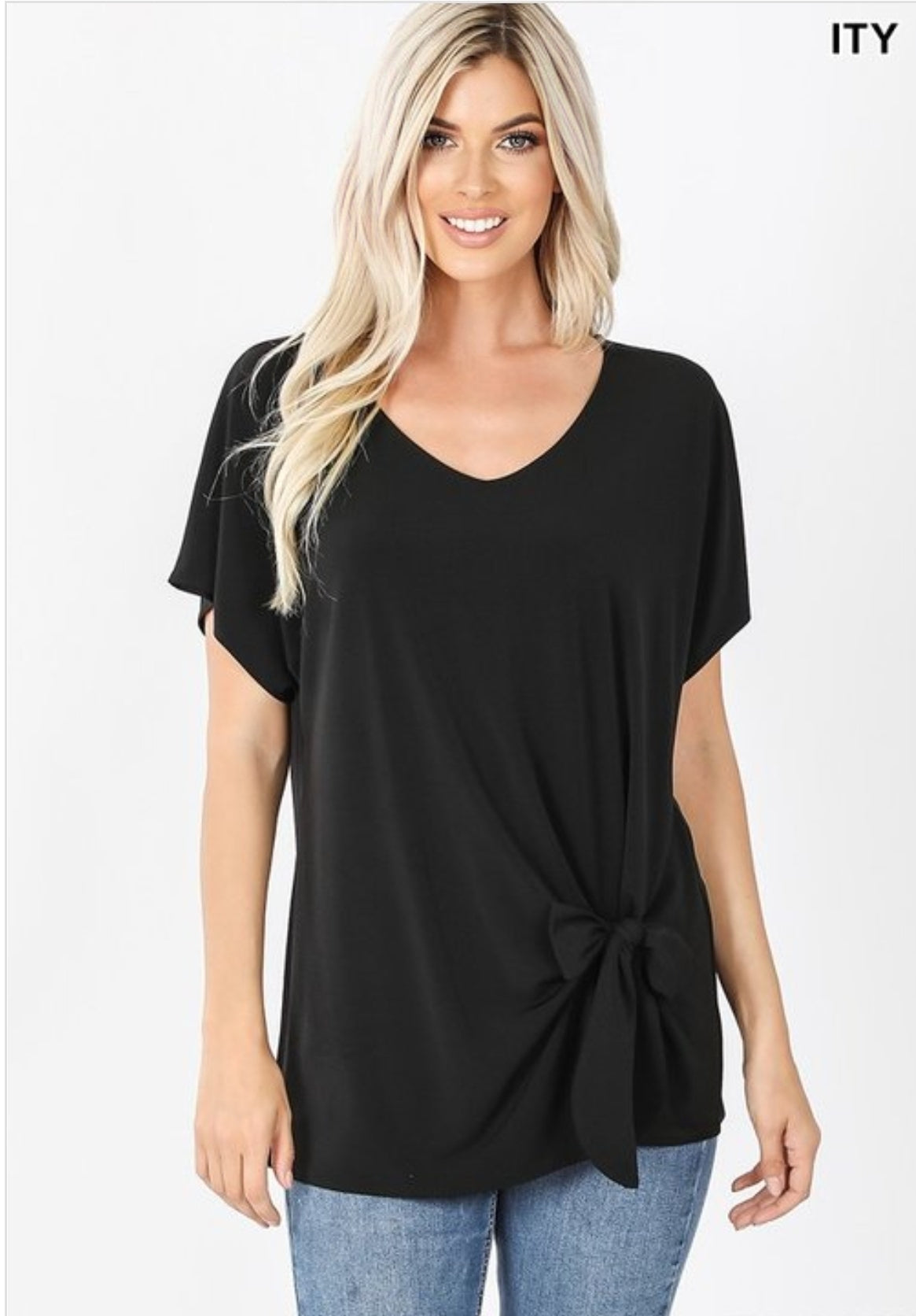 Baz Apparel Women's V-neck Side Tie Top