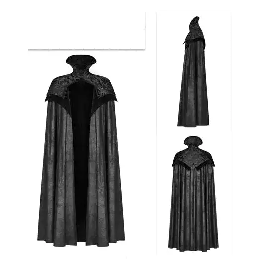 Black Cape High Collar ~ Men & Women ~ Masquerade Ball Party, Event Coat