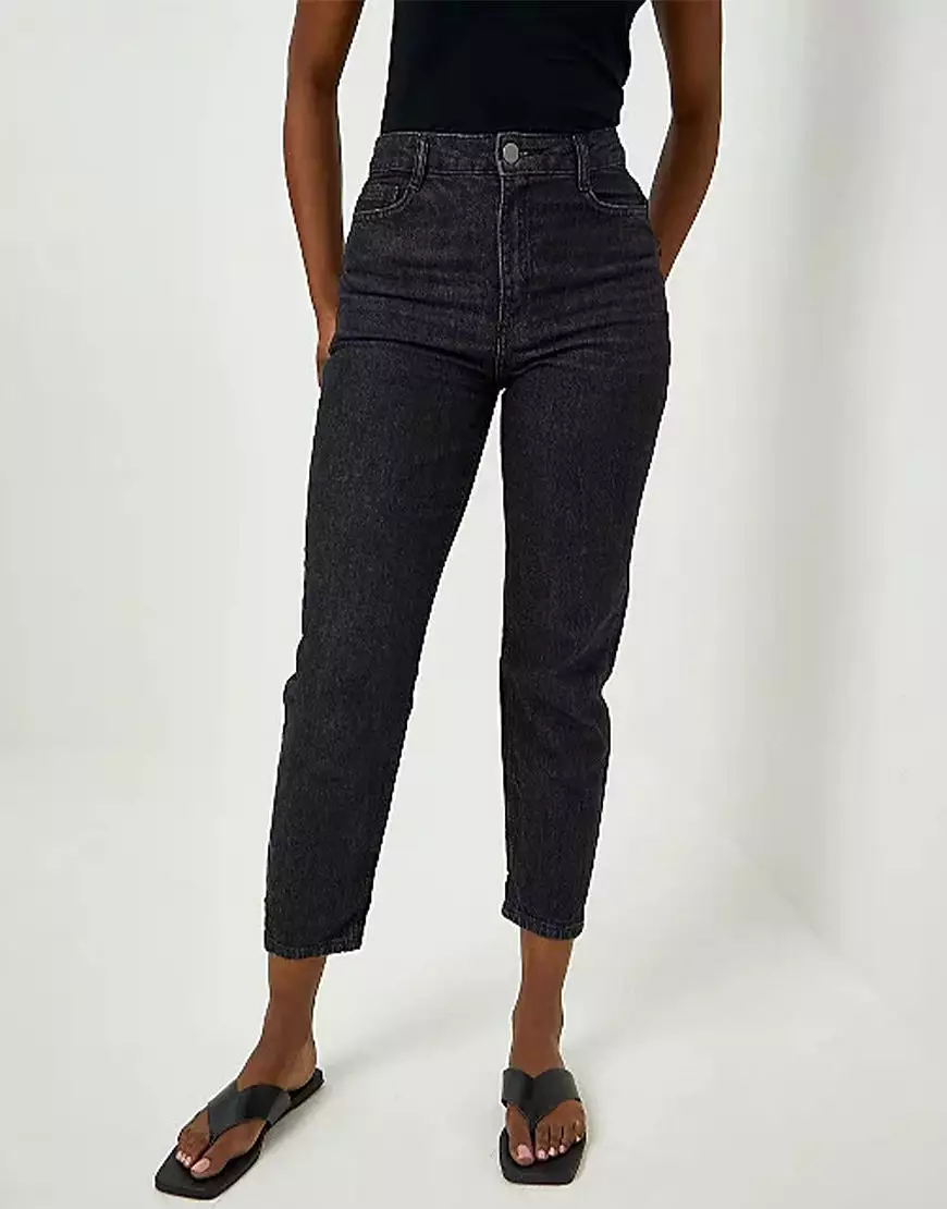 Black Faded Mom Jeans