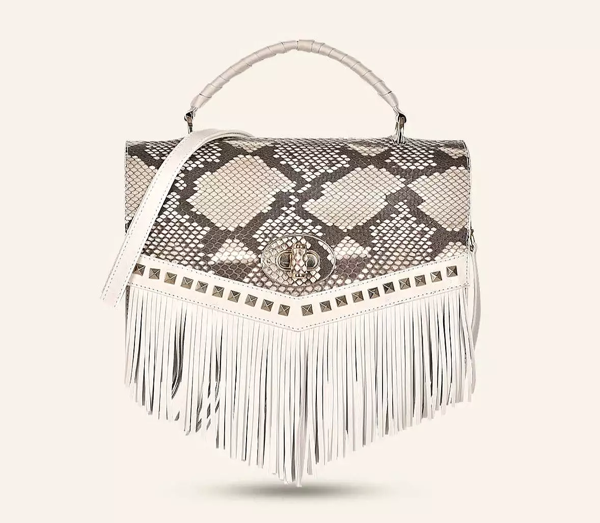 BOD87PI - Cuadra white western fashion python bag for women