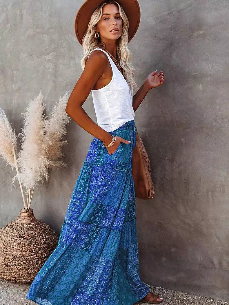 Bohemian Cotton Maxi Skirt for Women