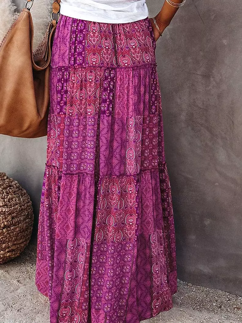 Bohemian Cotton Maxi Skirt for Women