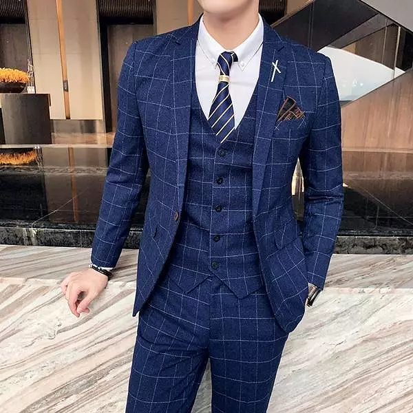 Checked Three Piece Suit