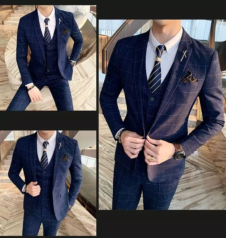 Checked Three Piece Suit