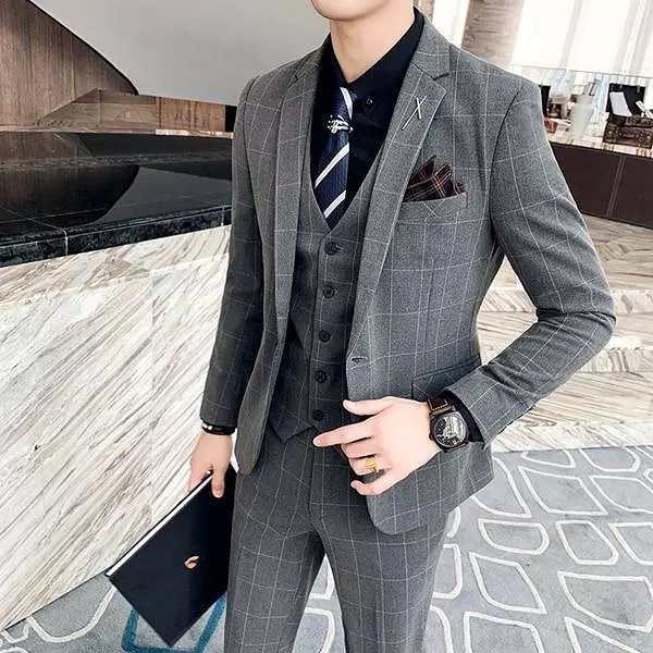 Checked Three Piece Suit