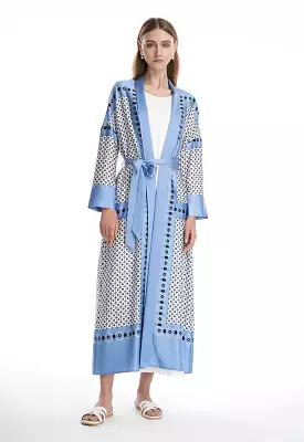 Circle All Over Patterned Multicolored Maxi Open Abaya