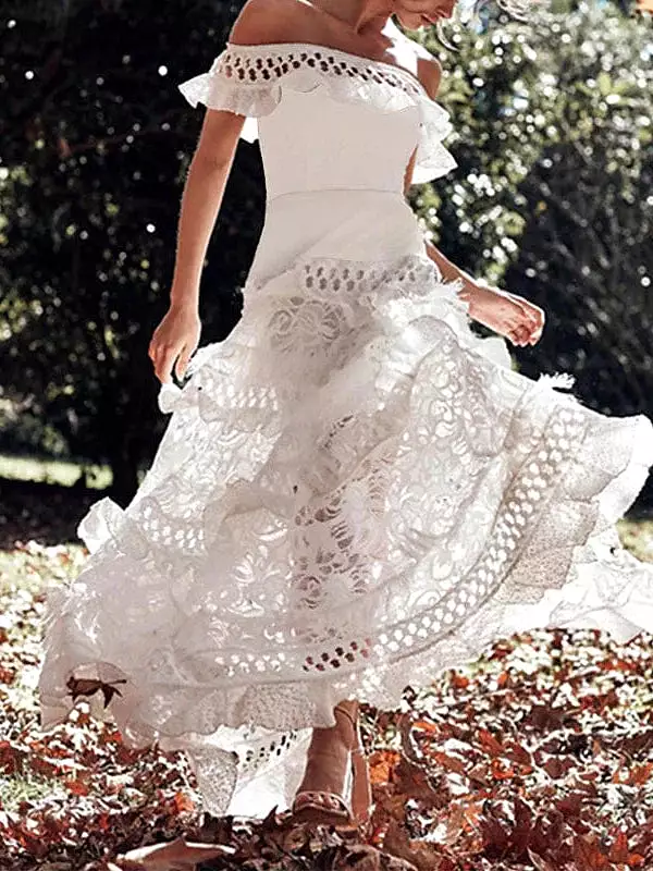 Elegant Lace A-Line Maxi Dress for Women