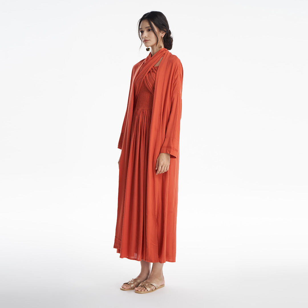 Embroider Striped Open Maxi Abaya