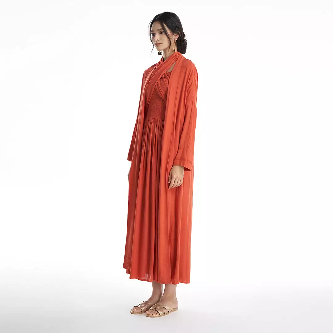 Embroider Striped Open Maxi Abaya