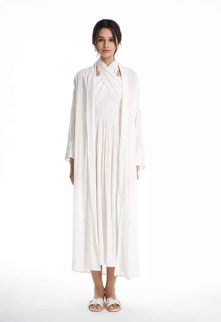 Embroider Striped Open Maxi Abaya