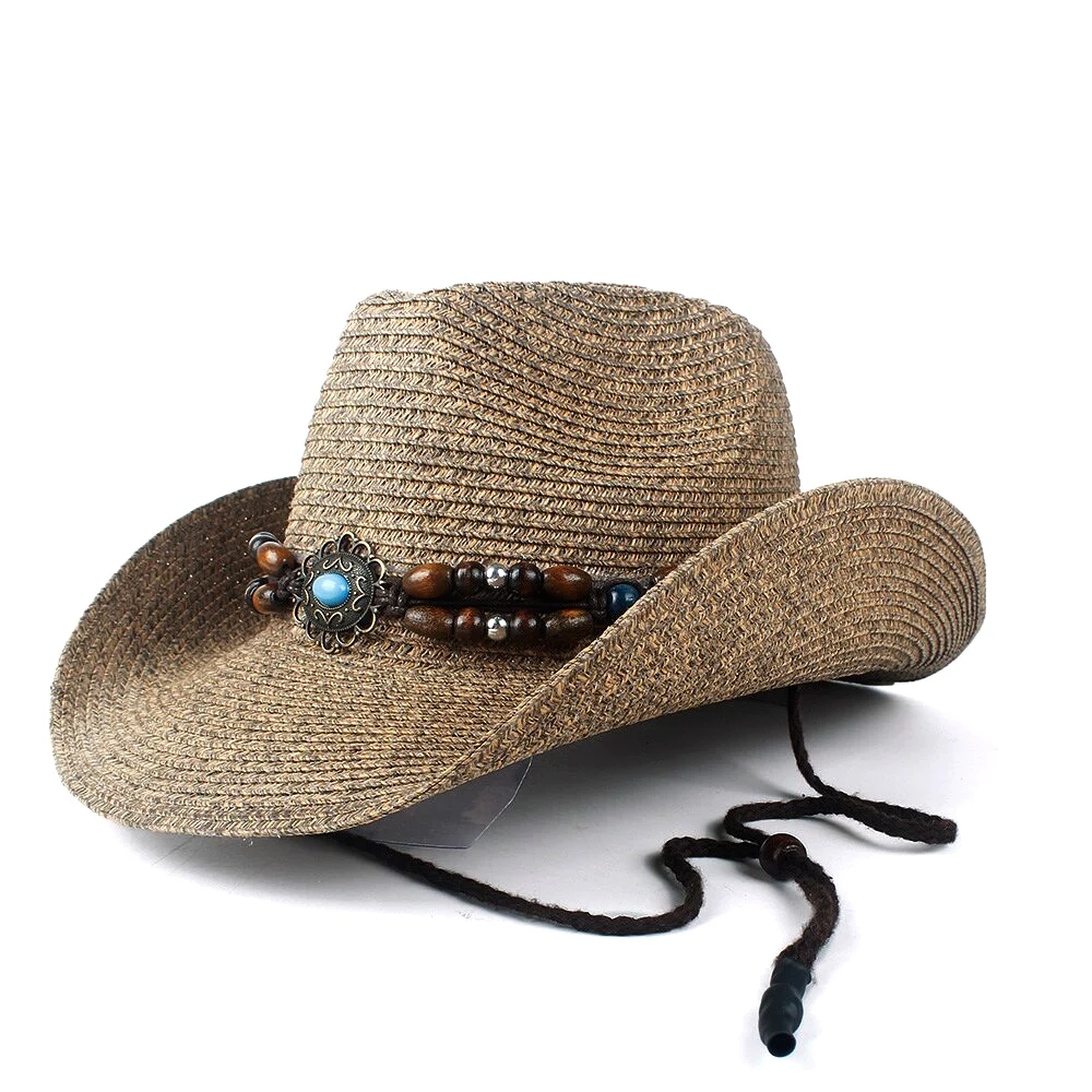 Fashion Women Men Hollow Western Cowboy Hat Lady Dad Beach Sombrero Hombre Straw Panama Cowgirl Jazz Sun Cap Size 56-58CM