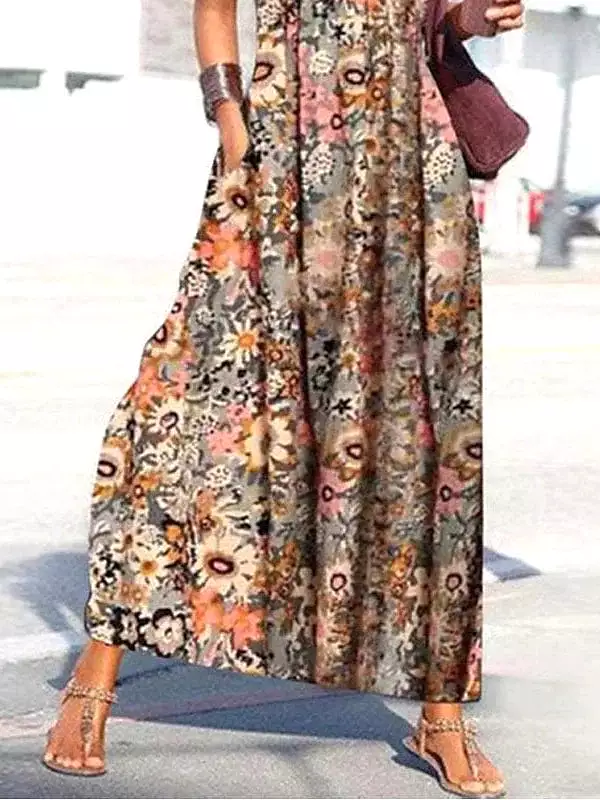 Floral Cold Shoulder Maxi Dress for Women