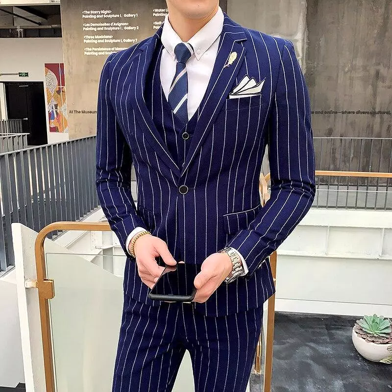 Formal Striped Three Piece Suit