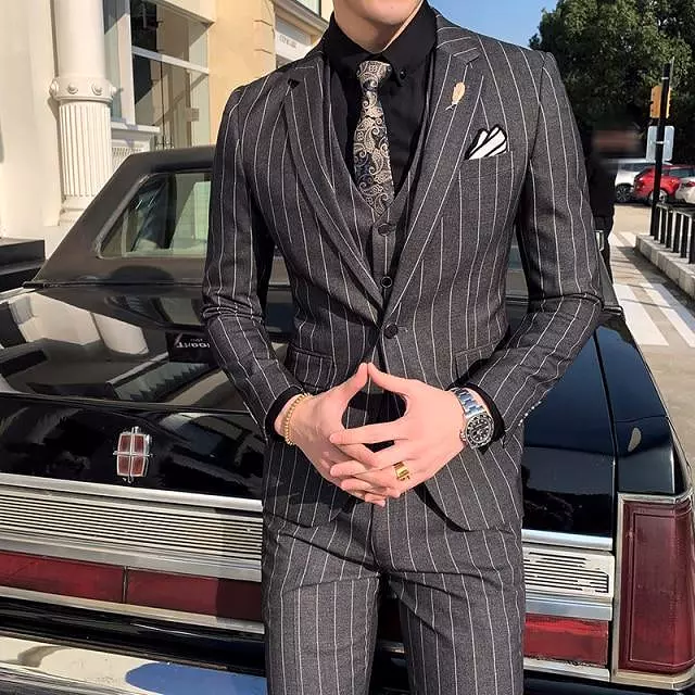 Formal Striped Three Piece Suit