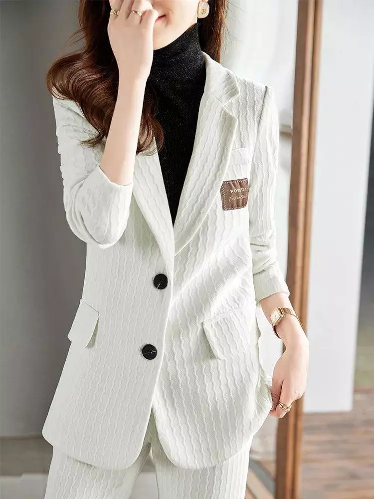 Formal Women Pant Suit with a Chest Badge