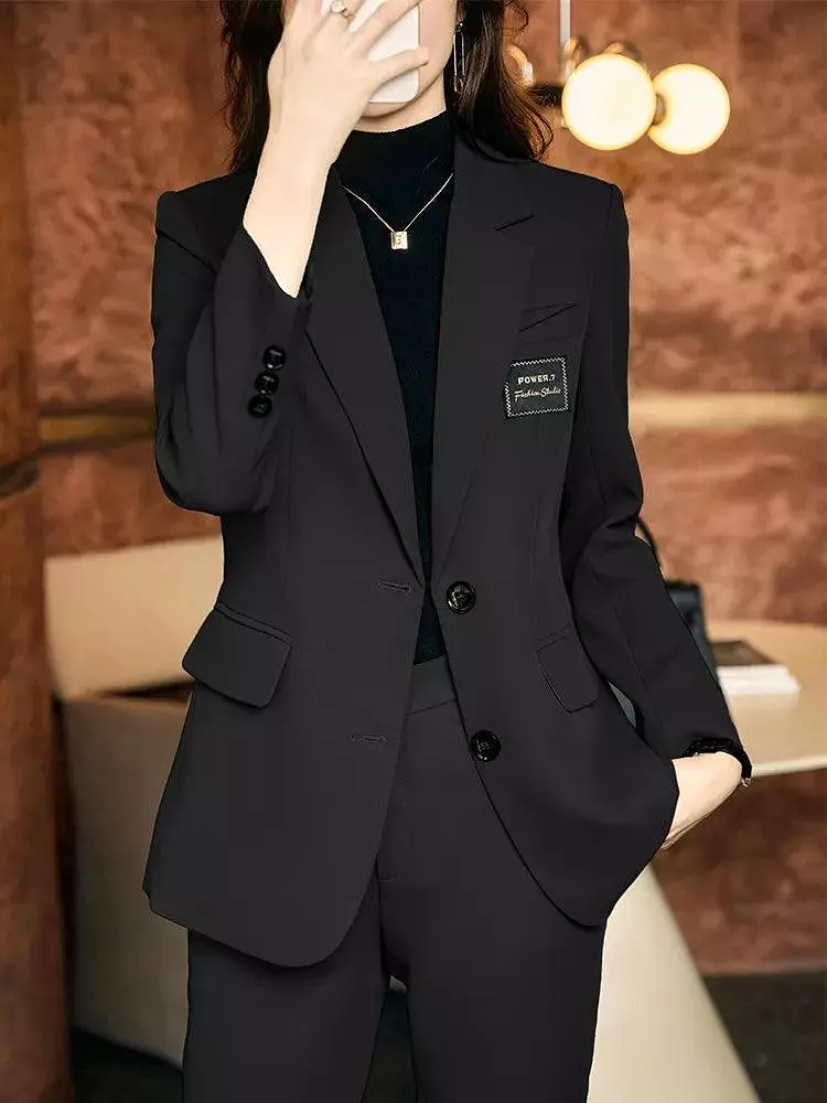 Formal Women Pant Suit with a Chest Badge