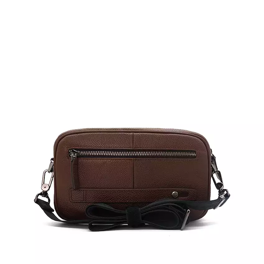 Fugol Clutch/Messenger Men's Bag - Dark Brown