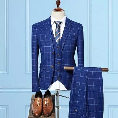 Grid Stripe Slim Fit Suit