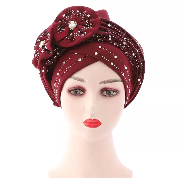 High Quality women head wrap African aso oke gele headtie latest wholesale African Turban Cap aso oke headtie for party S4325871