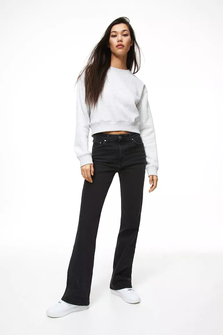 High Rise Bootcut Jeans In Black