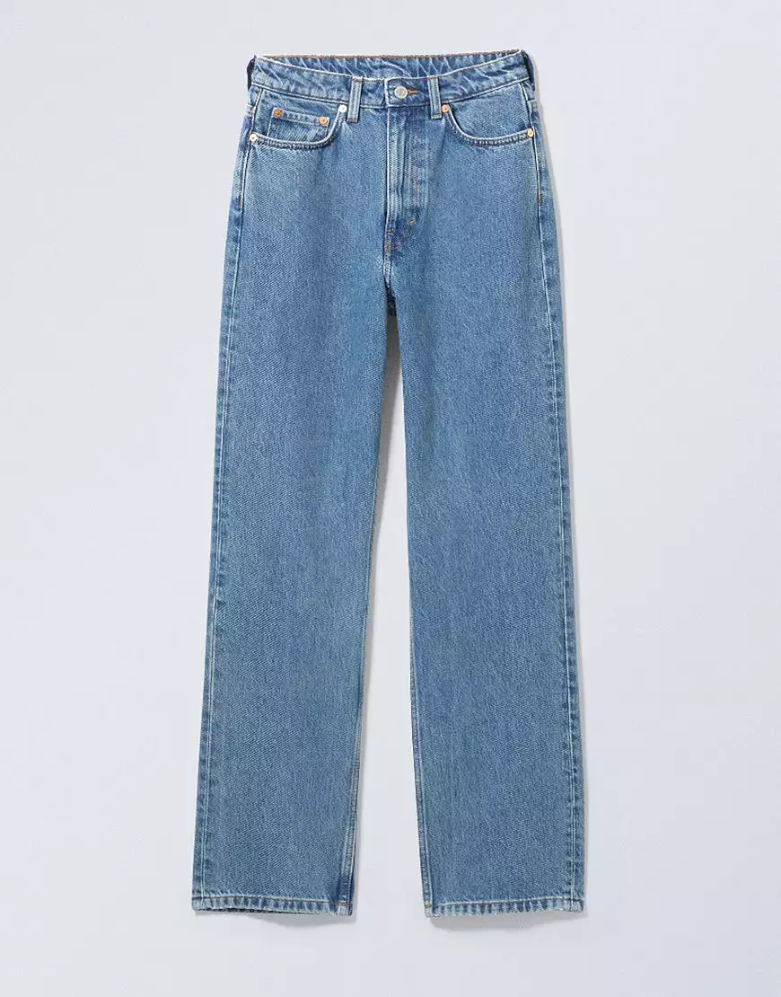 High Straight Jeans Stone Wash