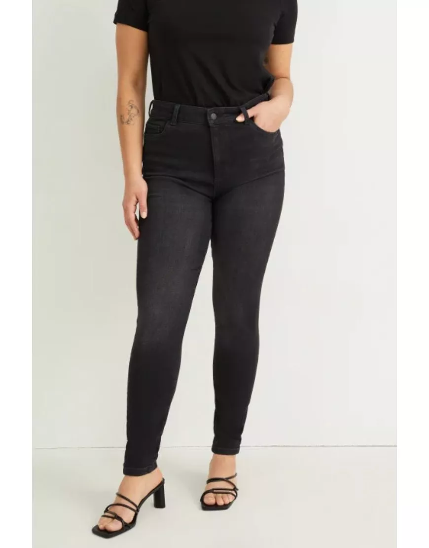 High Waist Curvy Skinny Jeans Black