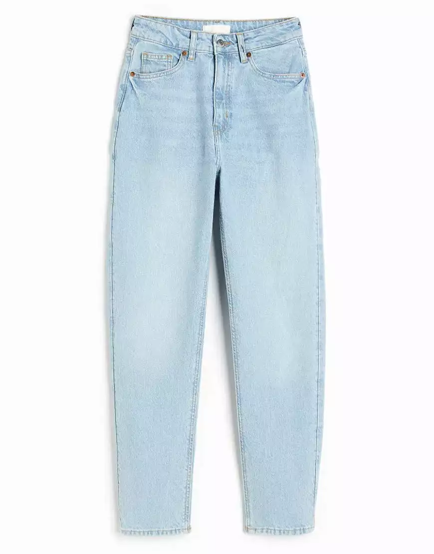 Hm High Rise Mom Jeans Ace Blue