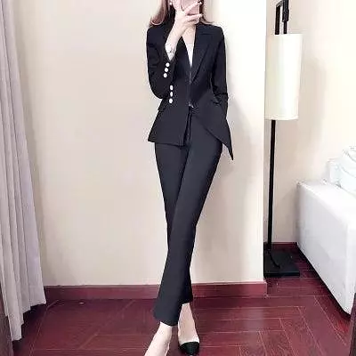 Irregular Women Pant Suit, Side Buttoned