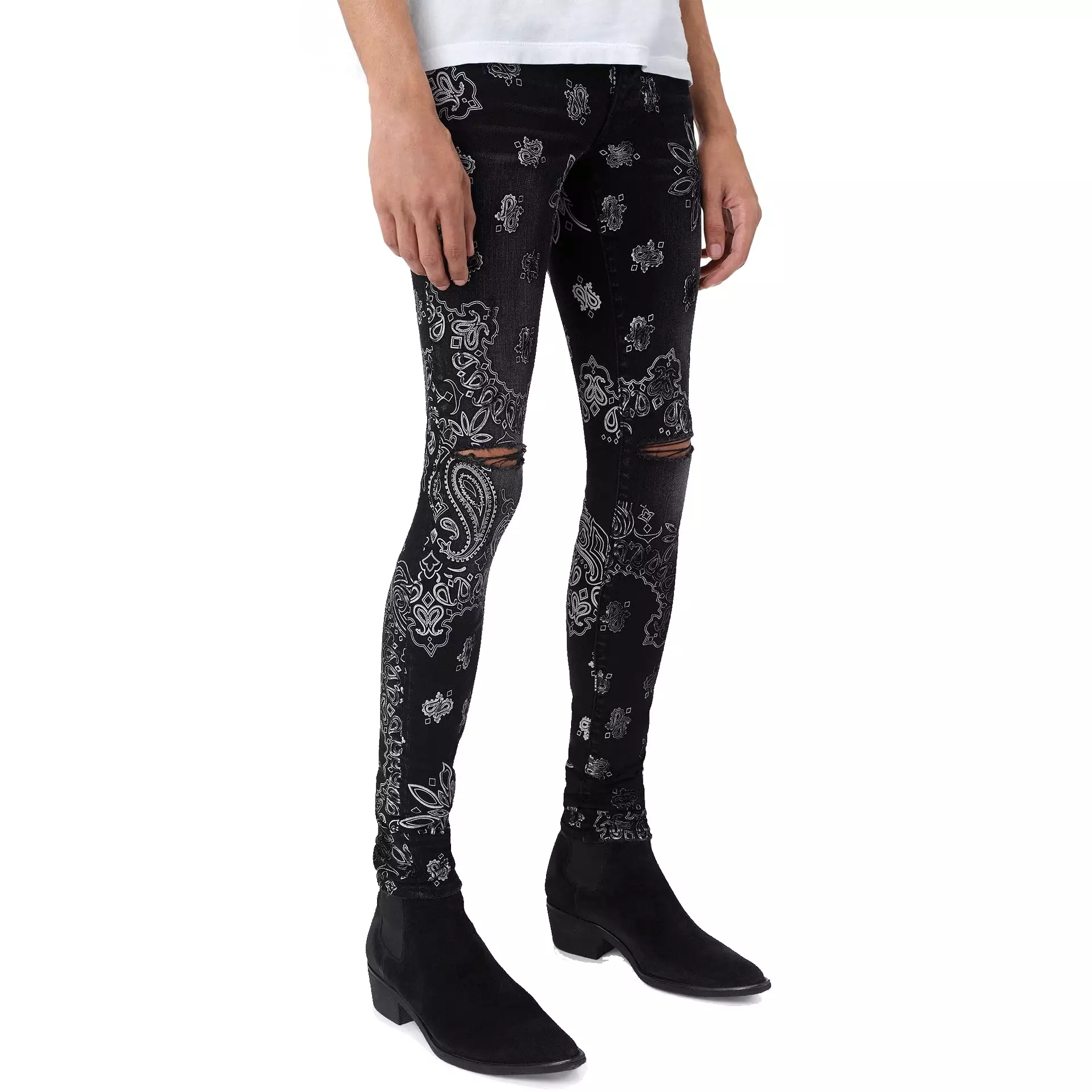 Jeans Amiri con bandana floccata e paisley