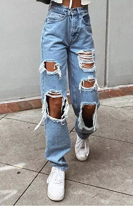 Ladies Ripped Denim Jeans