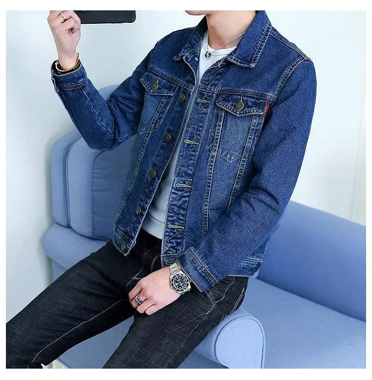 Lapel Denim Jacket Men