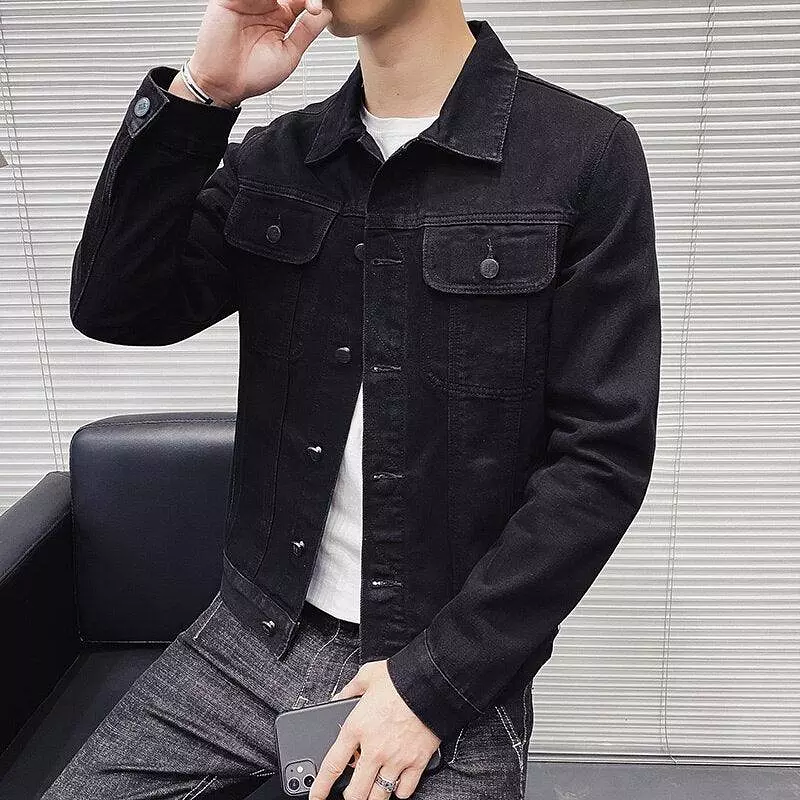 Lapel Denim Jacket Men