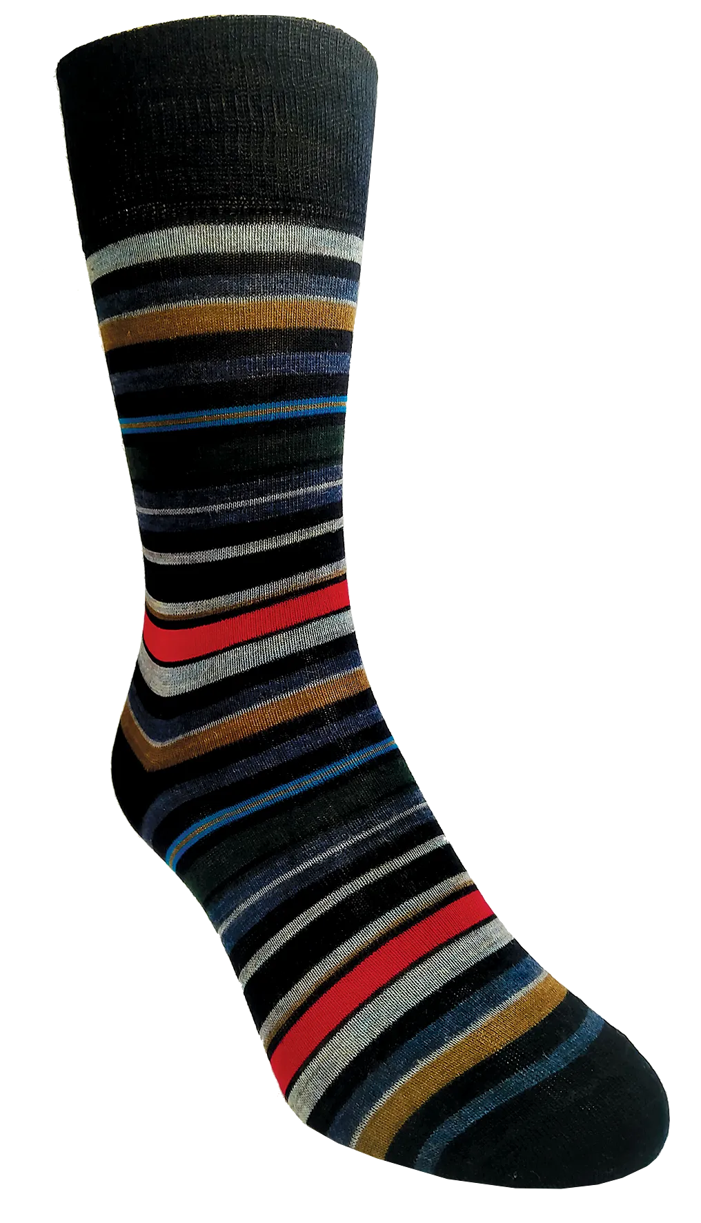 Lorenzo Uomo - Quaker Striped Wool Socks - Navy or Black