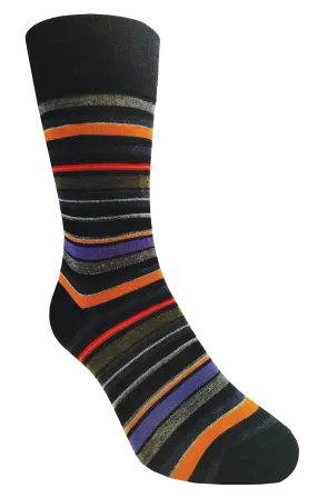 Lorenzo Uomo - Quaker Striped Wool Socks - Navy or Black