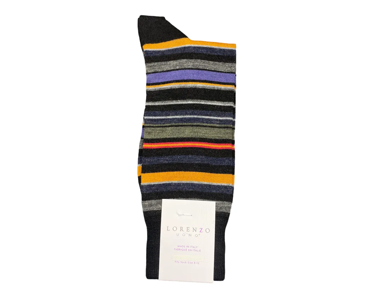 Lorenzo Uomo - Quaker Striped Wool Socks - Navy or Black